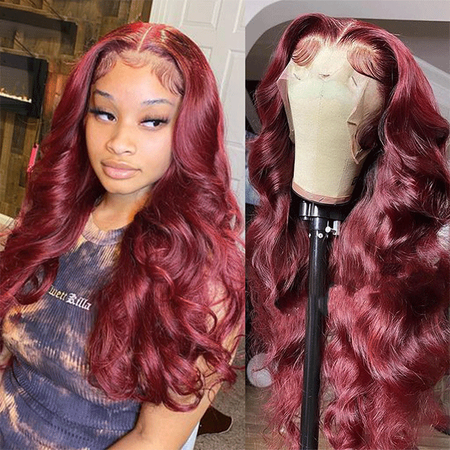 99J Body Wave 13*4 Lace Frontal Wigs 100% Virgin Hair 12A 10-30inch