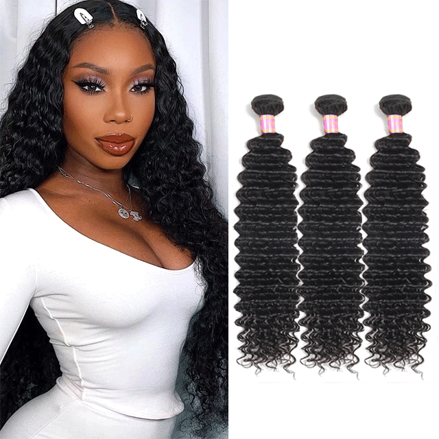 Peruvian Raw Hair Bundles Deep Wave Human Hair High Quality Without any Chemical Processed