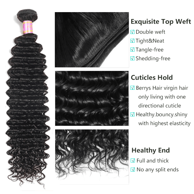 Peruvian Raw Hair Bundles Deep Wave Human Hair High Quality Without any Chemical Processed