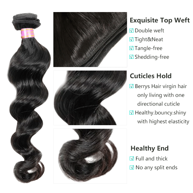 Peruvian Raw Hair Bundles Loose Wave Human Hair High Quality Without any Chemical Processed