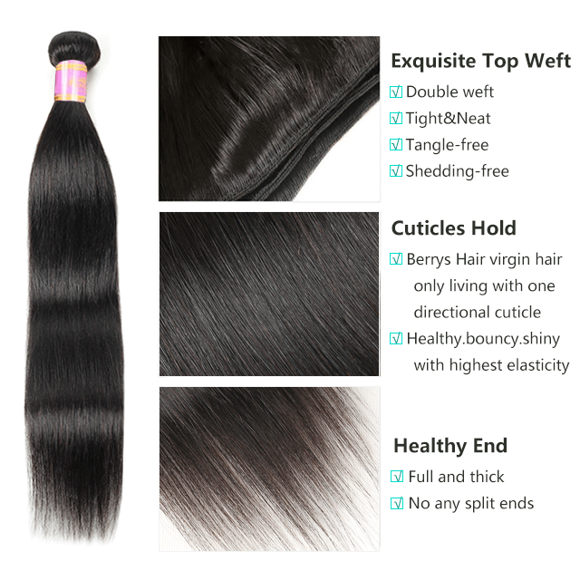 Peruvian Raw Hair Bundles Straight  Human Hair High Quality Without any Chemical Processed