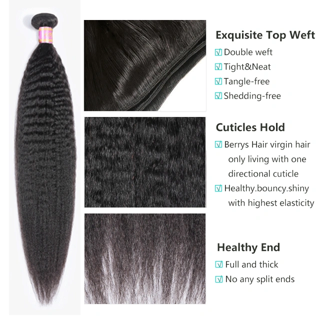Peruvian Raw Hair Bundles Kinky Straight Human Hair High Quality Without any Chemical Processed