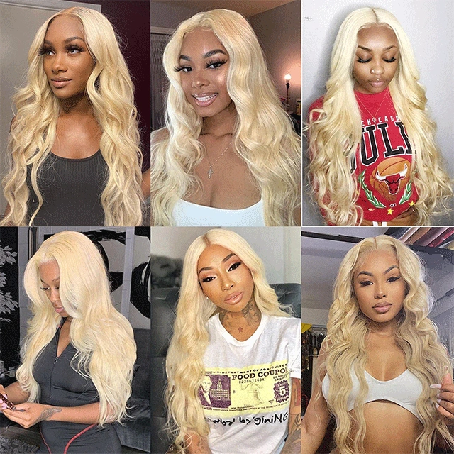 HD/Transparent 613 Blonde Body Wave 4x4 Closure Wig Lace Closure Wig Human Hair Wig Pre Plucked Brazilian Virgin Hair Wig