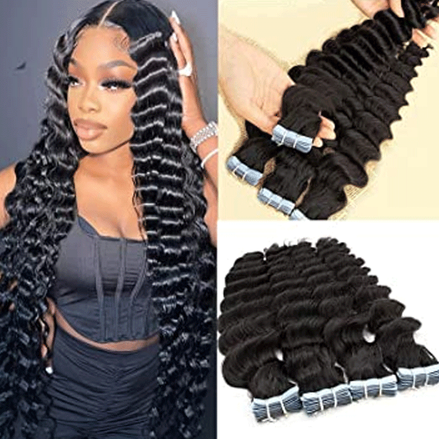 hair exetension tape hair 100% virgin hair exetenstions 20pcs(50g) Deep wave Hair