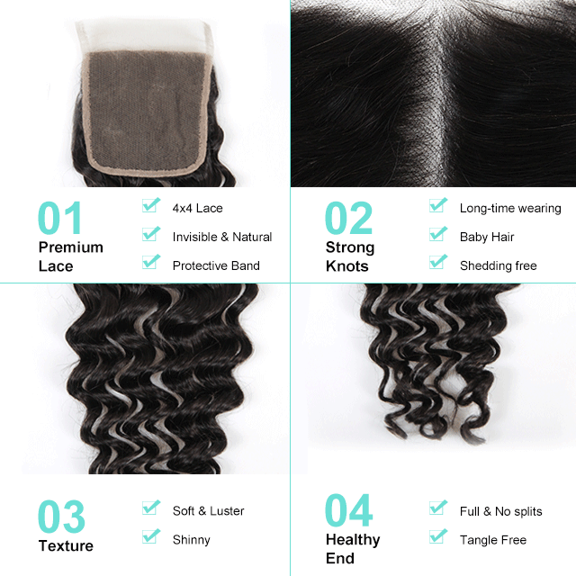 Top Quality Virgin Hair 4x4 Loose Wave HD/Transparent Lace Closure