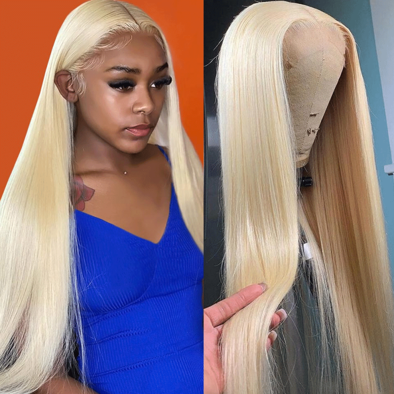 613 Blonde Color 360 Human Virgin Hair Transparent Lace Wigs Straight Pre Plucked