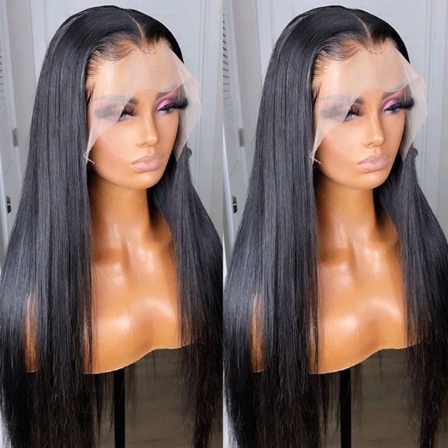 1B Natural Black Color 360 Human Virgin Hair Transparent Lace Wigs Straight Pre Plucked