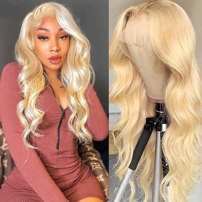 613 Blonde Color 360 Human Virgin Hair Transparent Lace Wigs Body Wave Pre Plucked