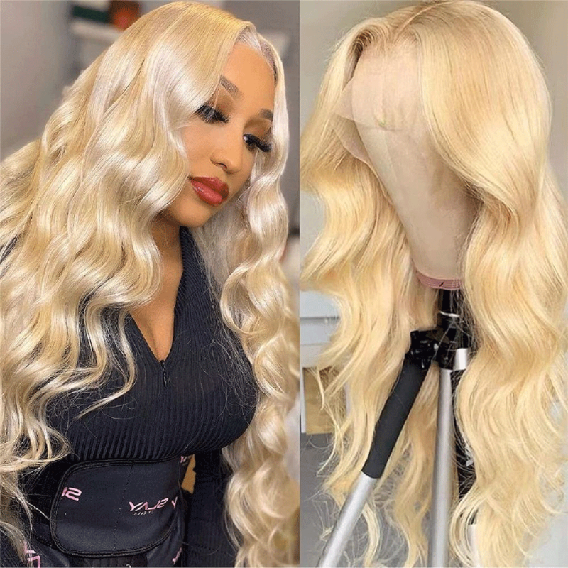 613 Blonde Color 360 Human Virgin Hair Transparent Lace Wigs Body Wave Pre Plucked