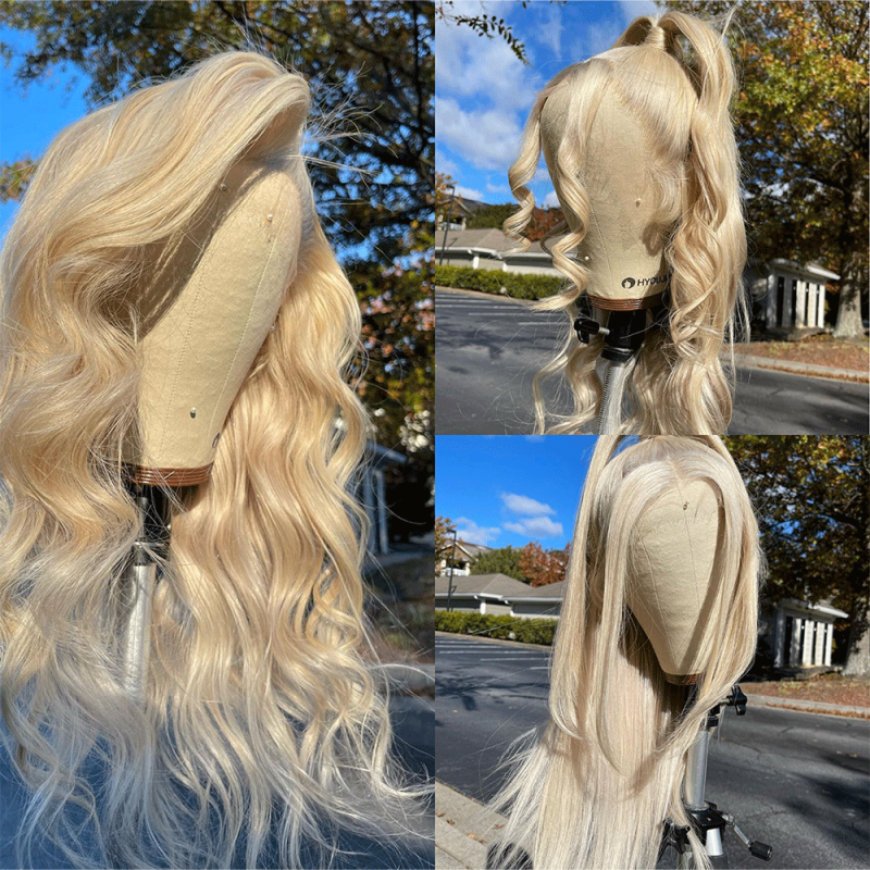 613 Blonde Color 360 Human Virgin Hair Transparent Lace Wigs Body Wave Pre Plucked