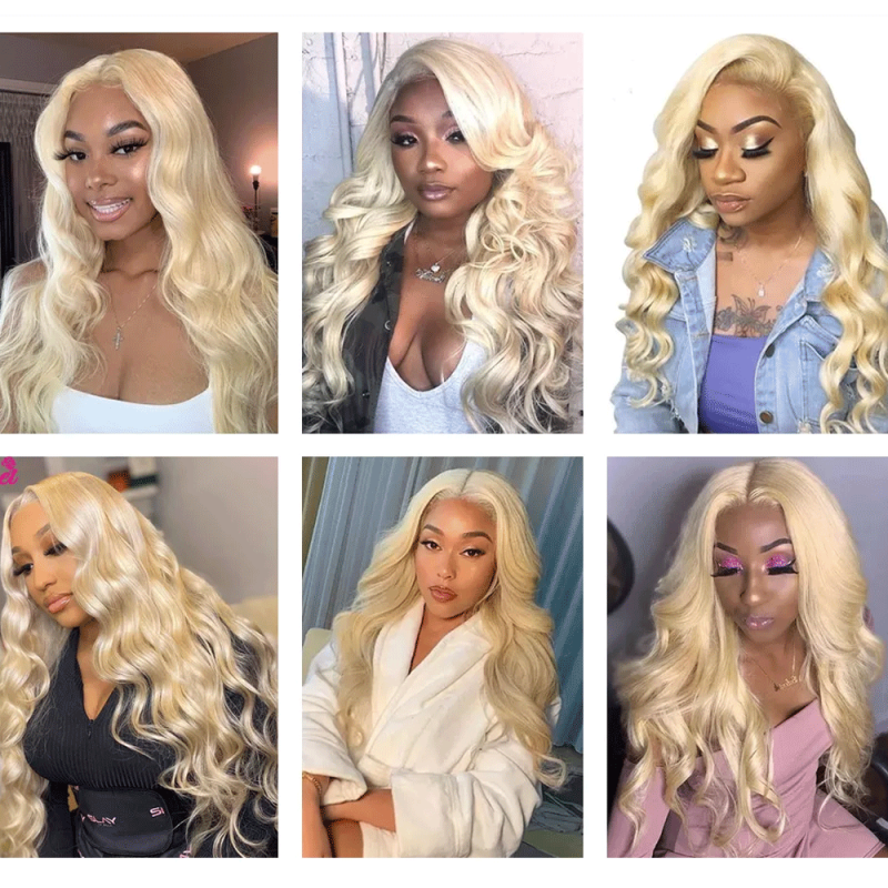 613 Blonde Color 360 Human Virgin Hair Transparent Lace Wigs Body Wave Pre Plucked