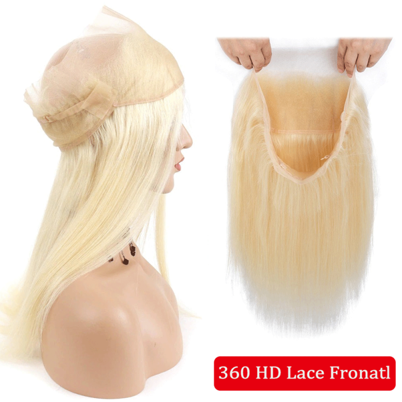 613 Blonde Color 360 Human Virgin Hair Transparent Lace Wigs Straight Pre Plucked