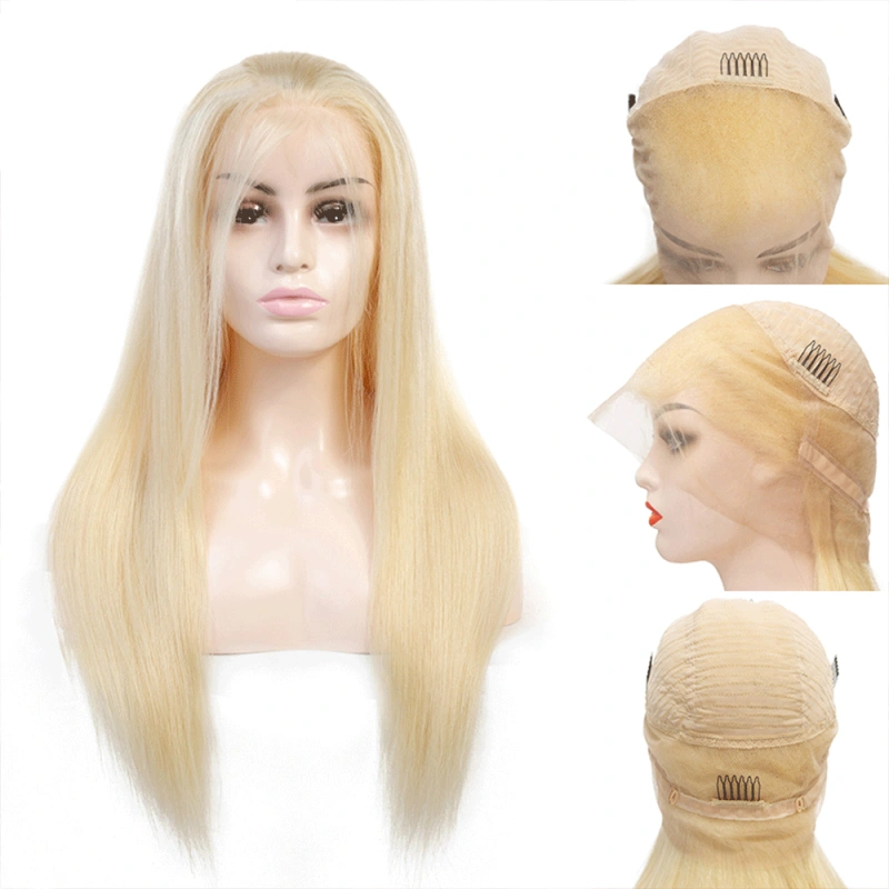 613 Blonde Color 360 Human Virgin Hair Transparent Lace Wigs Straight Pre Plucked