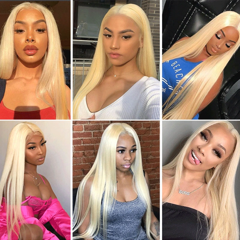 613 Blonde Color 360 Human Virgin Hair Transparent Lace Wigs Straight Pre Plucked