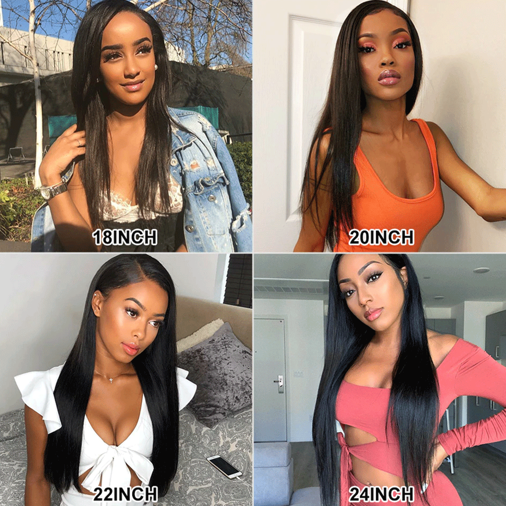 1B Natural Black Color 360 Human Virgin Hair Transparent Lace Wigs Straight Pre Plucked