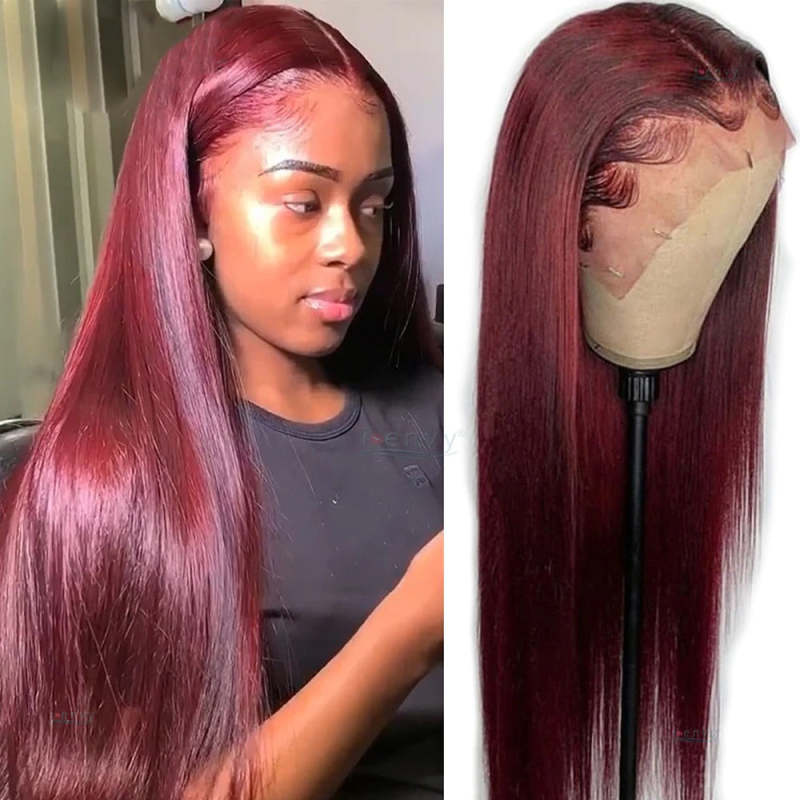 4x4 5x5 13x4 Straight 99j Burgundy Wig