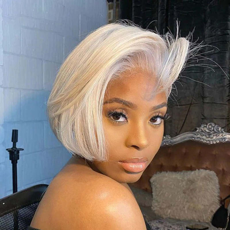 Buy 2 Pixie Wigs Get $15 Off  613 Blonde Bone Straight Side Part Wig Pixie Cut Wig