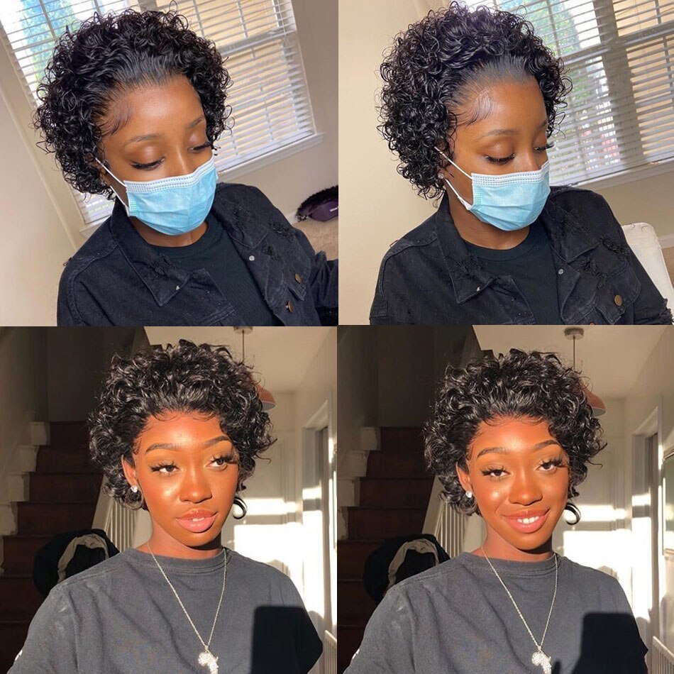 Buy 2 Pixie Wigs Get $15 Off 13x1 Short Curly Human Hair Wigs Pixie Cut Wig