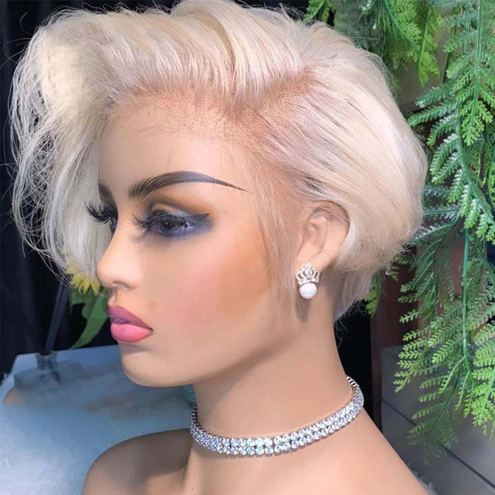 Buy 2 Pixie Wigs Get $15 Off  613 Blonde Bone Straight Side Part Wig Pixie Cut Wig