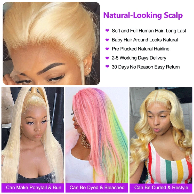13x4 13x6 HD 613 Blonde Body Wave Lace Front Wig Density 200%