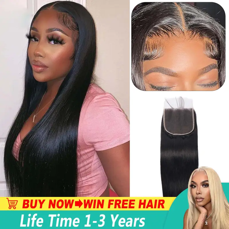 5x5 Lace Closure Straight Human Hair Lace Frontal Closure HD Swiss