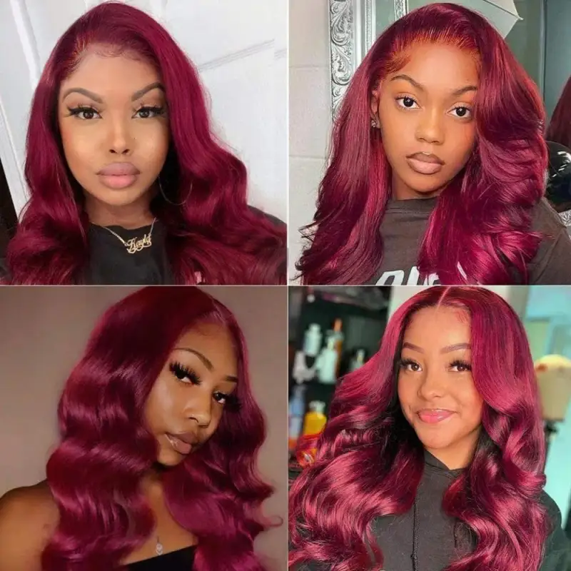 13x4 13x6 Lace Body Wave 99j Burgundy Wig