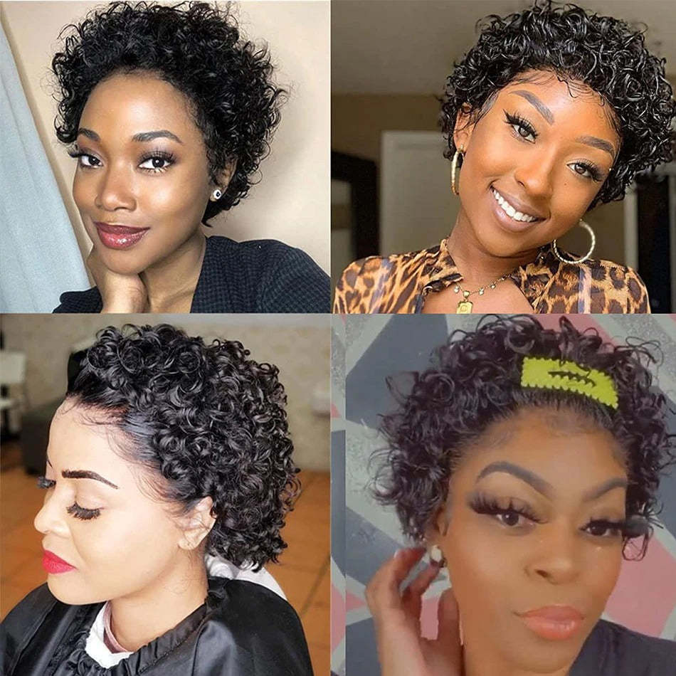 Buy 2 Pixie Wigs Get $15 Off Short Curly Human Hair Wigs Pixie Cut Wigs