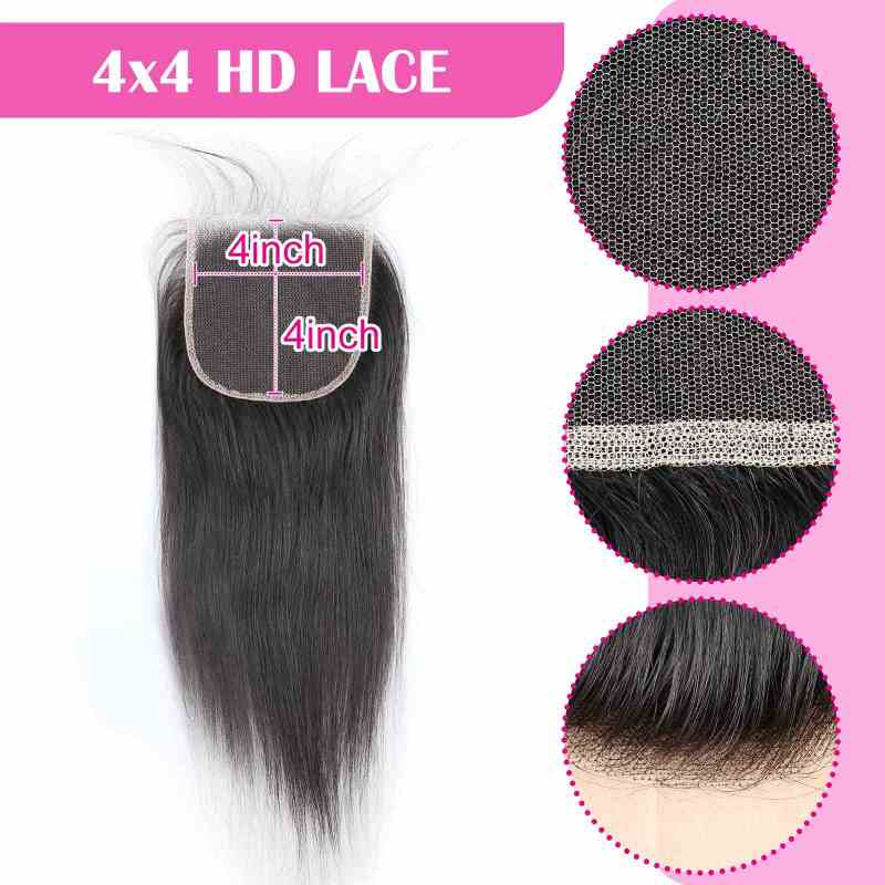 10-20inch Straight 4x4 HD Lace Closure