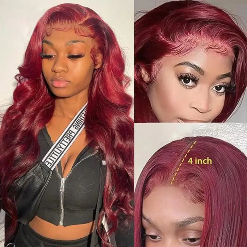 13x4 13x6 Lace Body Wave 99j Burgundy Wig