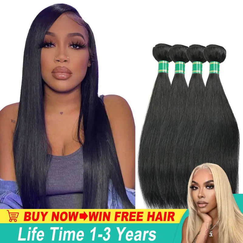 4pcs Straight Bundles Virgin Human Hair Natural Unprocessed 18 20 22 24 inch