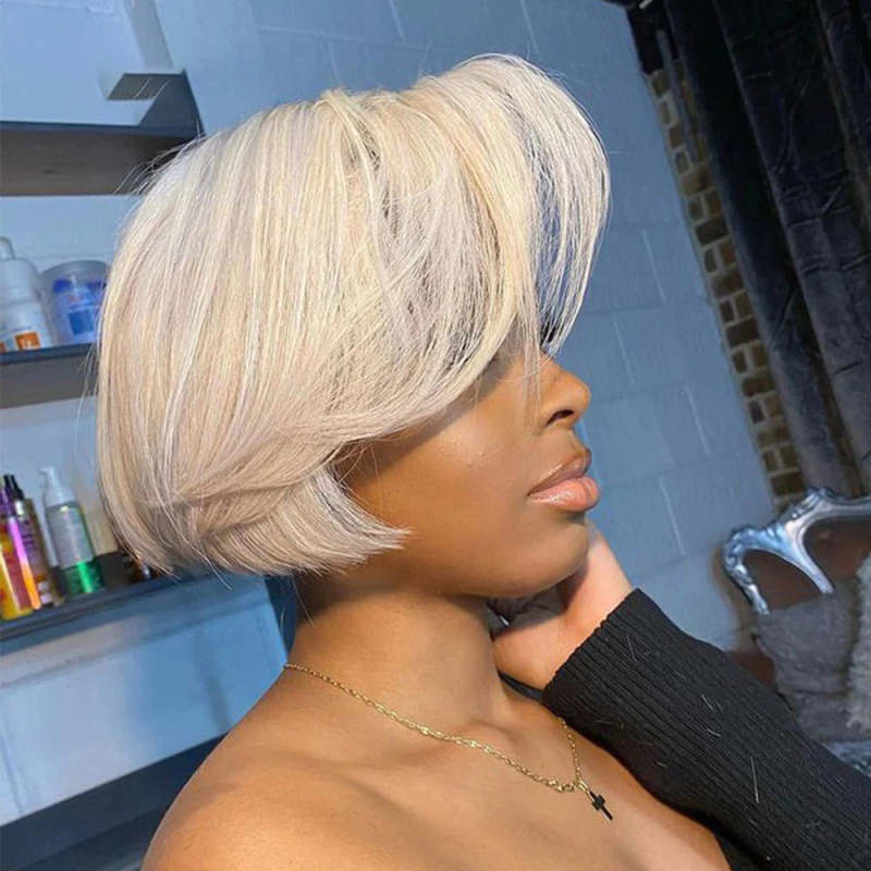 Buy 2 Pixie Wigs Get $15 Off  613 Blonde Bone Straight Side Part Wig Pixie Cut Wig