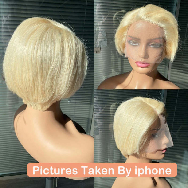 Buy 2 Pixie Wigs Get $15 Off  613 Blonde Bone Straight Side Part Wig Pixie Cut Wig