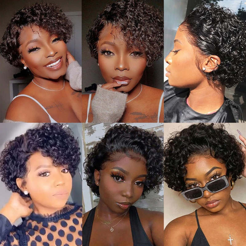 Buy 2 Pixie Wigs Get $15 Off Short Curly Human Hair Wigs Pixie Cut Wigs