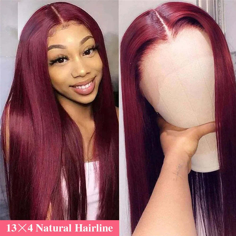 4x4 5x5 13x4 Straight 99j Burgundy Wig