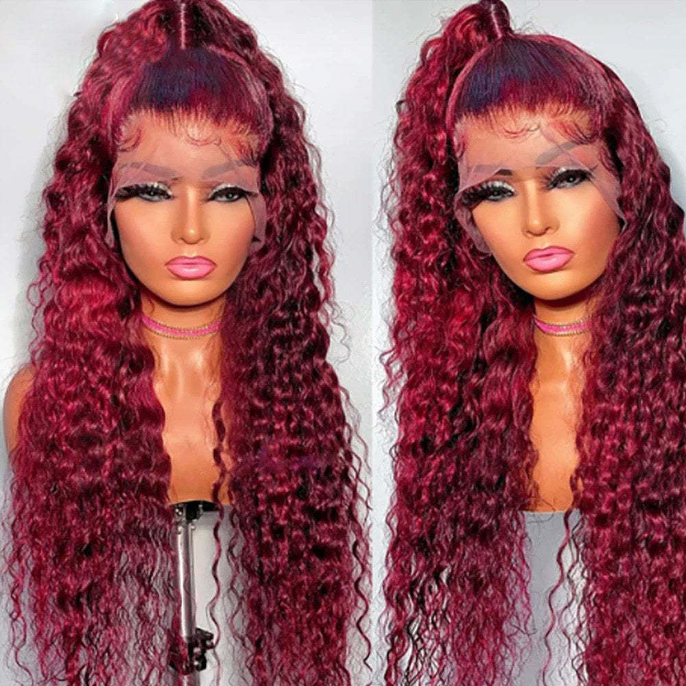 13x4 13x6 Loose Deep Wave 99j Burgundy Wig