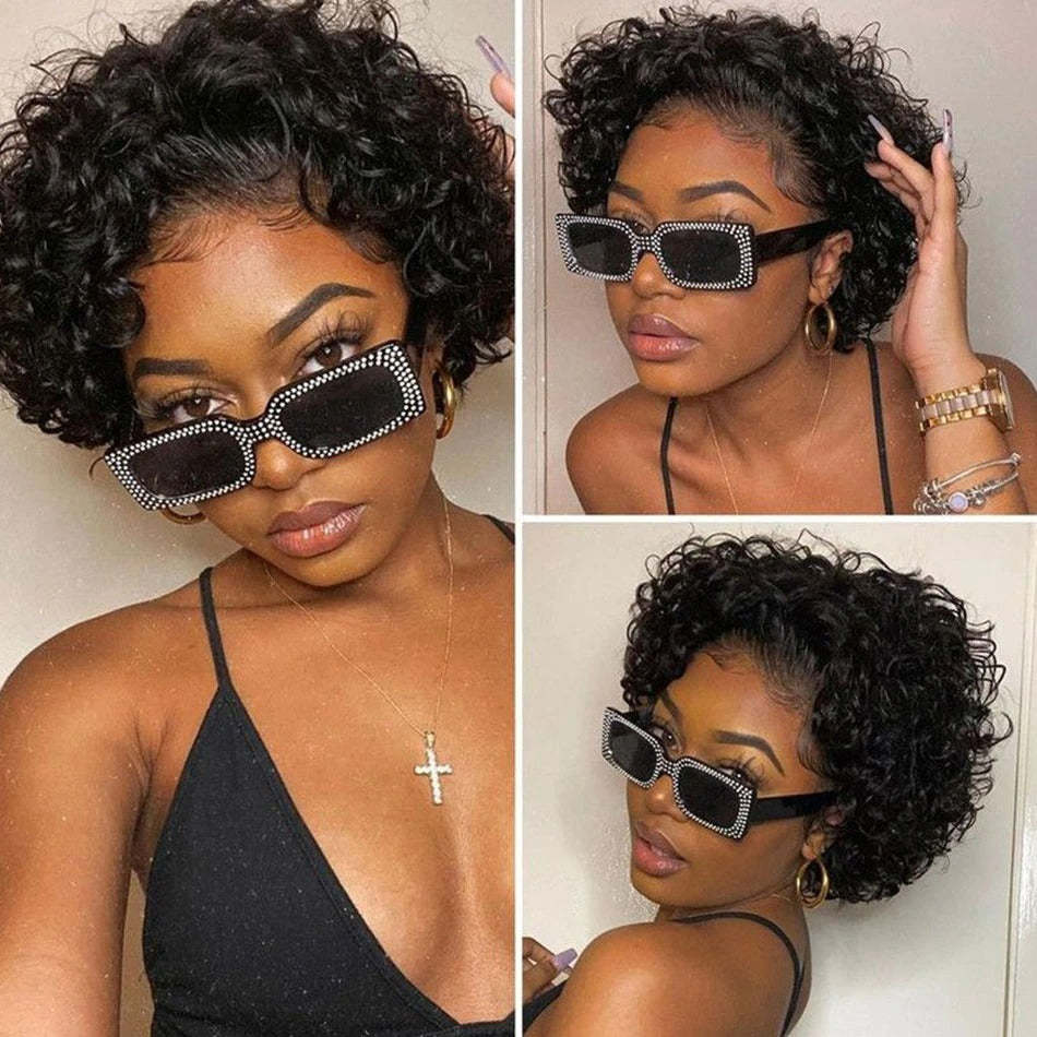Buy 2 Pixie Wigs Get $15 Off 13x1 Short Curly Human Hair Wigs Pixie Cut Wig