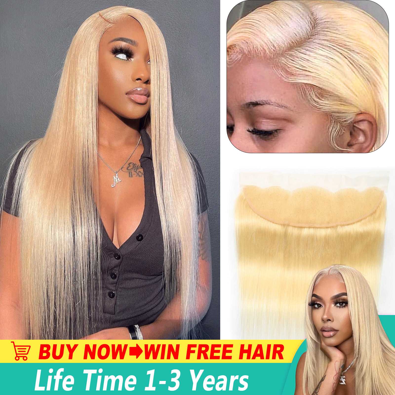 Blue Band 613 Blonde Straight 13x4 Transparent HD Lace Frontal Closure