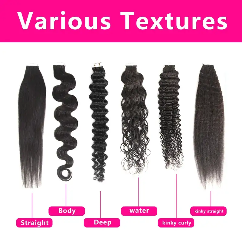 Human Hair Tape in Extensions 16 Inch Curly Tape ins