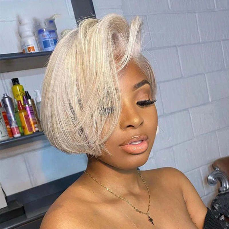 Buy 2 Pixie Wigs Get $15 Off  613 Blonde Bone Straight Side Part Wig Pixie Cut Wig