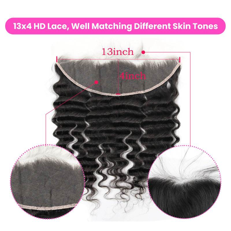 13X4 HD Loose Deep Wave Lace Frontal Free Part