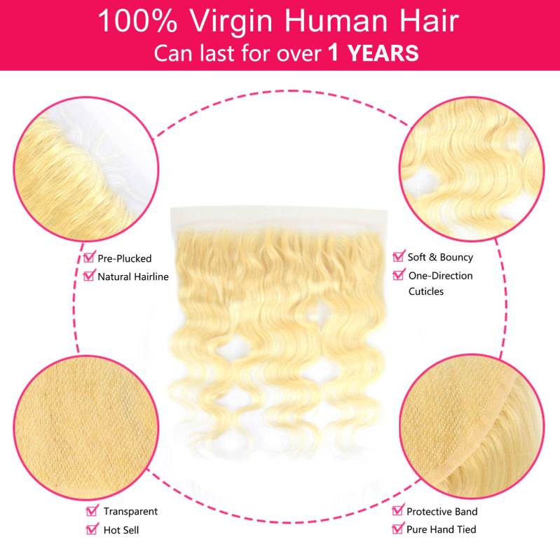 613 Blonde Body Wave Closure Frontal HD Lace