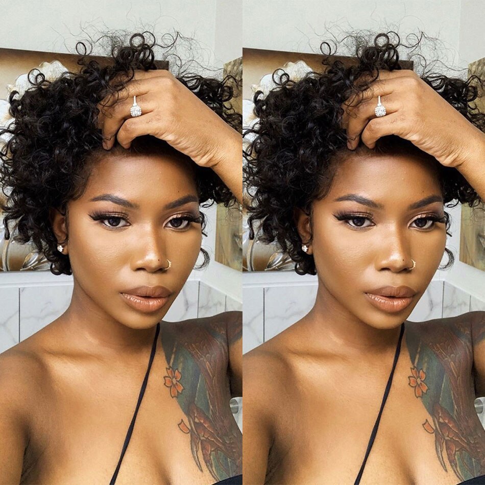 Buy 2 Pixie Wigs Get $15 Off 13x1 Short Curly Human Hair Wigs Pixie Cut Wig