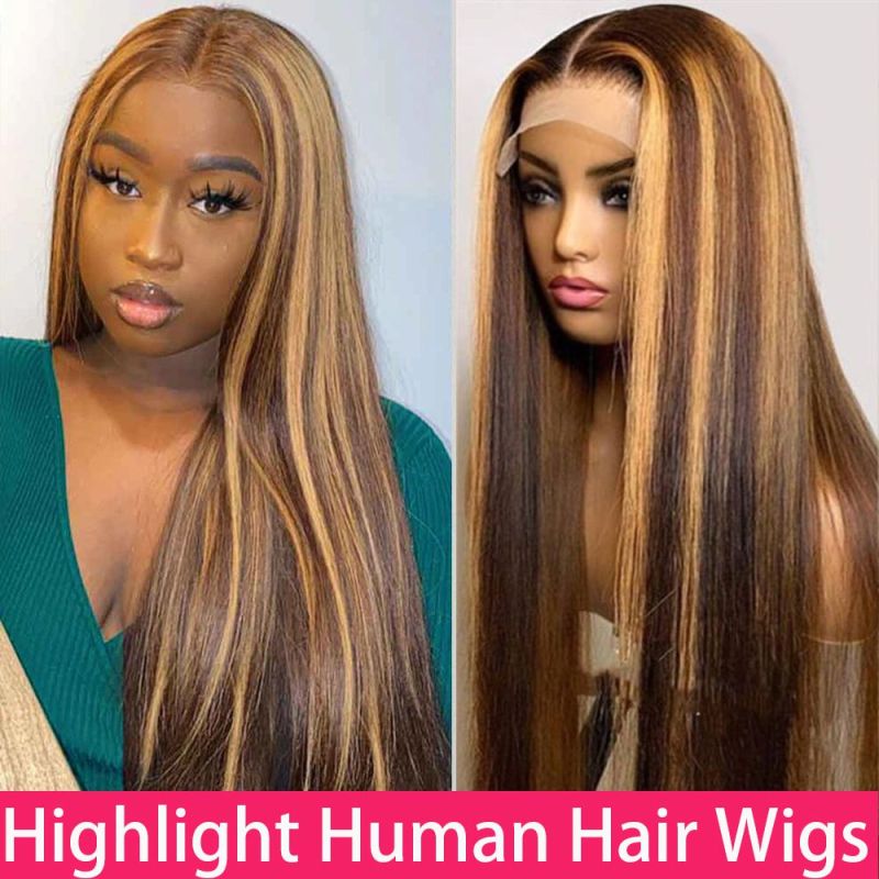 Highlight Ombre Straight Blonde Colored Lace Front Wig
