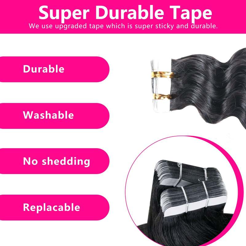 Human Hair Tape in Extensions 16 Inch Curly Tape ins