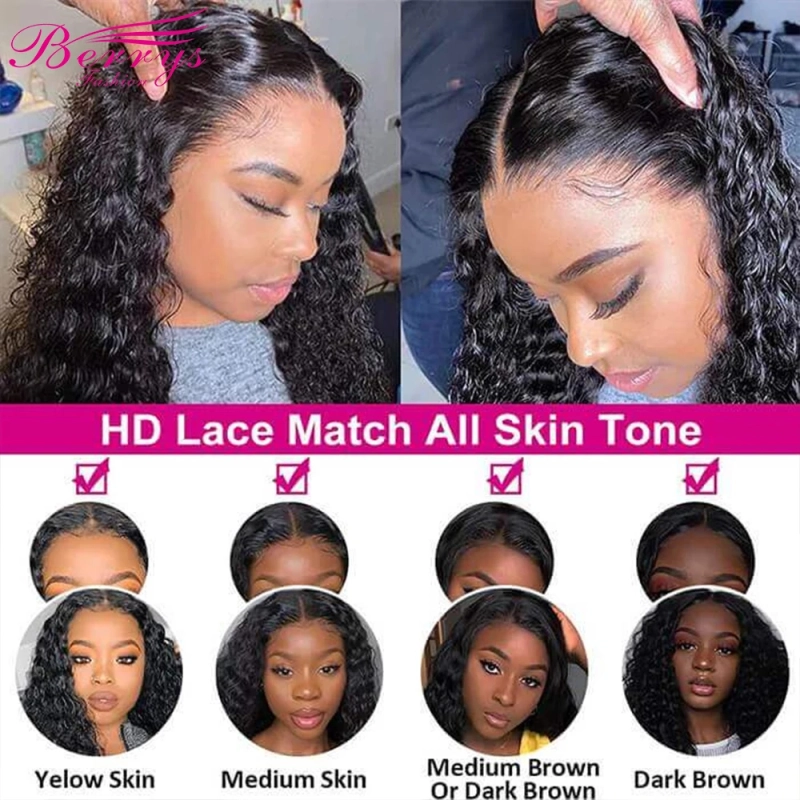 HD /Transparent Single Donor Raw Hair 13x4 Burmese Curly Frontal Wigs 10-30inch Berrys Fashion Hair