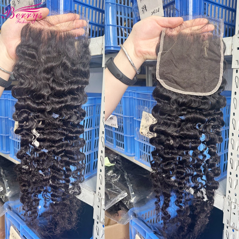 Blue Band 4x4 5x5 HD Swiss Burmese Curly Human Hair Lace Closure