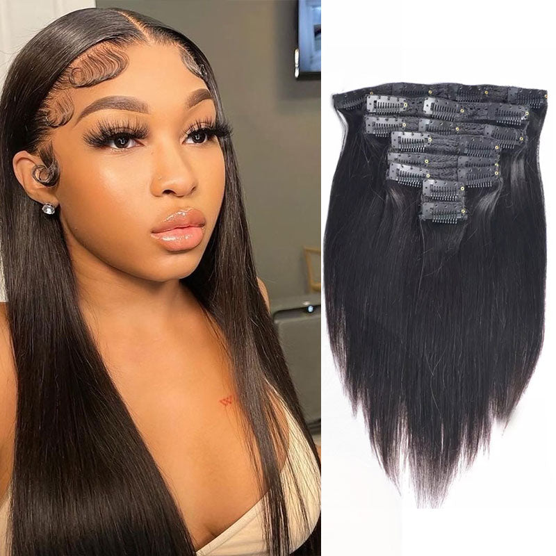 Blue Band Clip Ins Hair Easy Use Straight / Body Wave/ Deep Wave/ Kinky ...