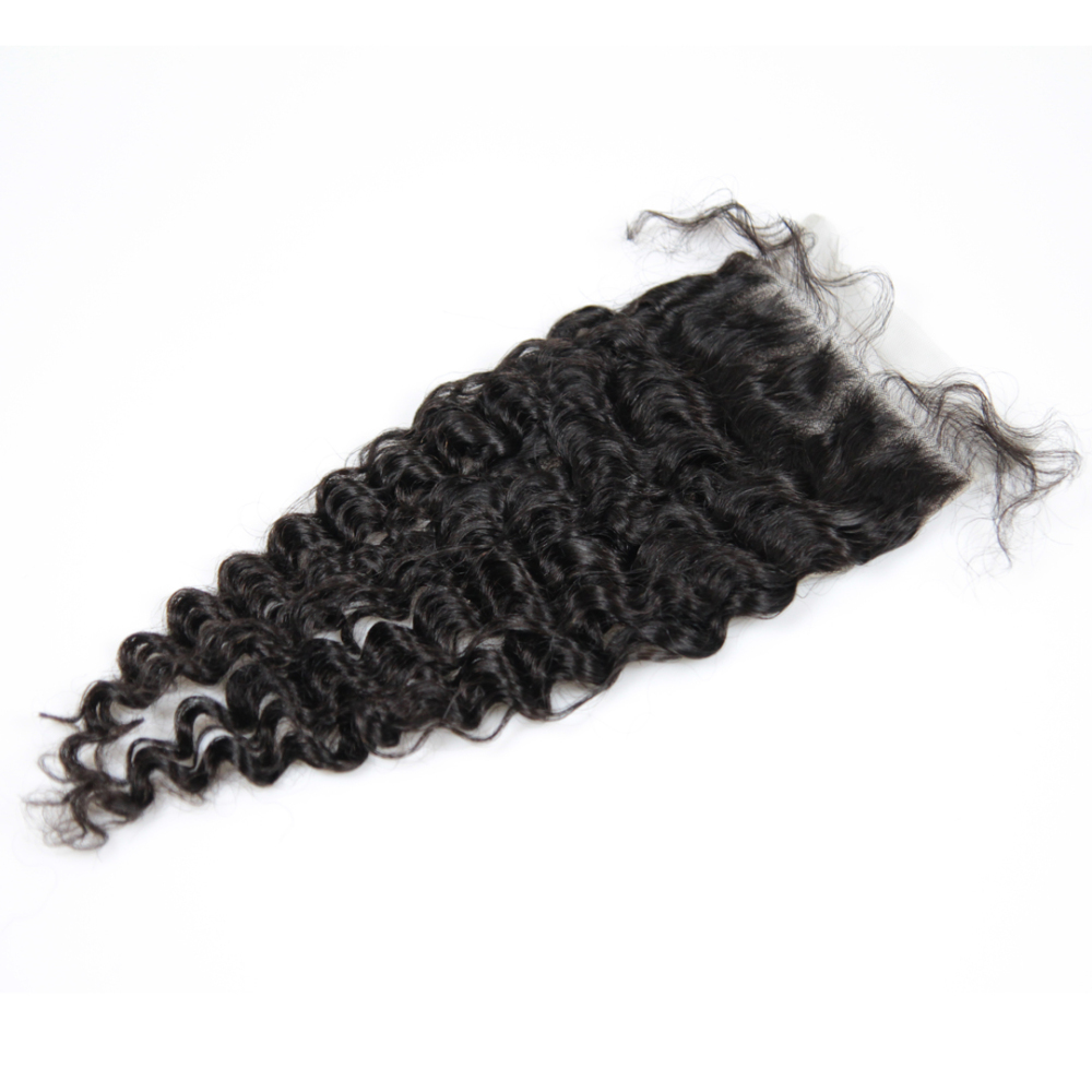7A Virgin Hair Blue Band Flat Band 4x4 5x5 HD Lace Closure Swiss Deep Wave Human Hair