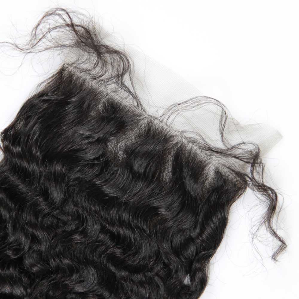 7A Virgin Hair Blue Band Flat Band 4x4 5x5 HD Lace Closure Swiss Deep Wave Human Hair