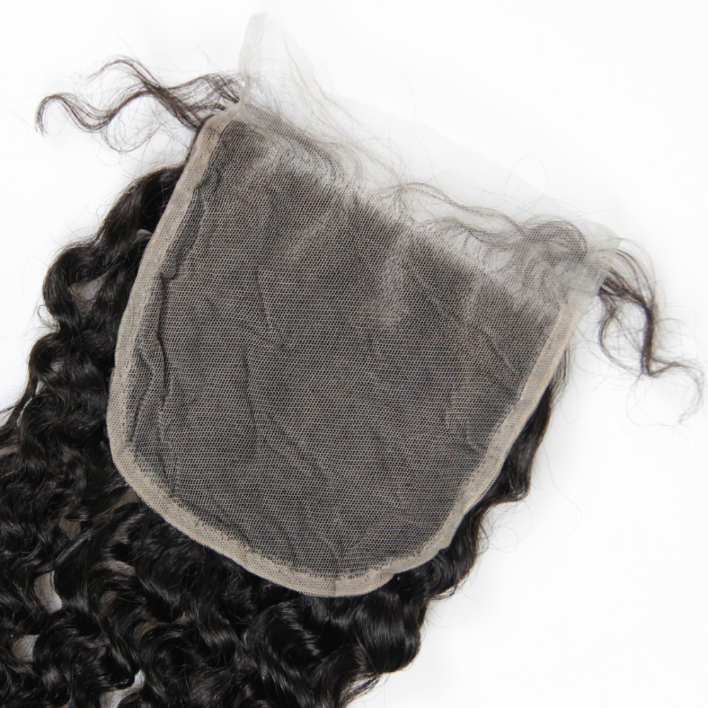 7A Virgin Hair Blue Band Flat Band 4x4 5x5 HD Lace Closure Swiss Deep Wave Human Hair